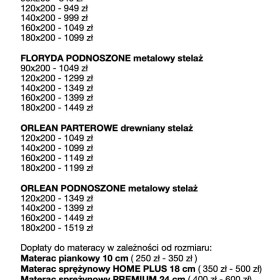 Łóżko Parterowe Małżeńskie z Podnoszonym stelażem + MATERAC POJEMNIK