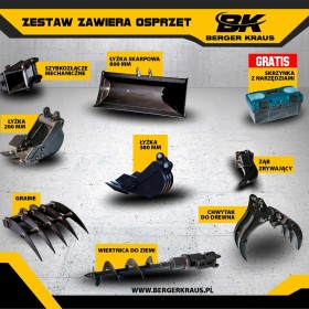 BERGER KRAUS BK1200AS z silnikiem KUBOTA Minikoparka + osprzęt Nowa