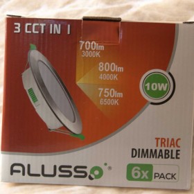 Lampy sufitowe LED 6 szt. ALUSSO 230V 10W 800lm 3000K/4000K/6500K IP44