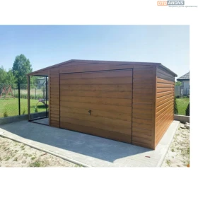 Garaż blaszany z wiatą 4x6