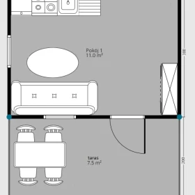 Domek drewniany 4x3 + 4x2 taras