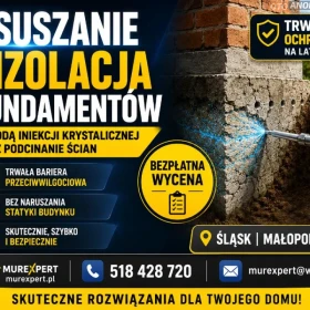 Drenaż fundamentów, osuszanie, izolacja, remonty piwnic Śląsk / Małopolska