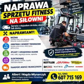 Naprawa sprzętu fitness na siłowni Piaseczno - wymiana pasa bieżni i łożysk orbitreka