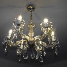 Ładny, sześcioramienny żyrandol/lampa z kryształami