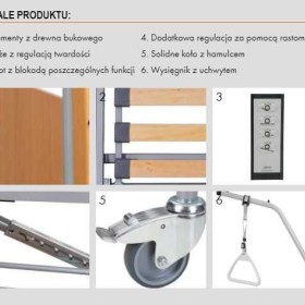 Przedłużone Łóżko rehabilitacyjne elektrycz Elbur PB326 Prometal 220cm