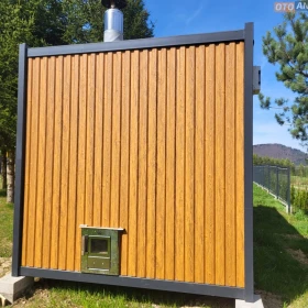 Sauna kontenerowa z przedsionkiem i miejscem na jacuzzi