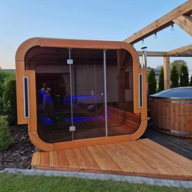 Sauna ogrodowa nowoczesna przeszklona