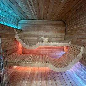 Sauna ogrodowa nowoczesna przeszklona