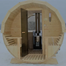 Sauna ogrodowa BECZKA_Ruska Bania 3m., piec opalany drewnem
